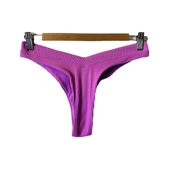 OneOne Jesse Ribbed Cheeky Bikini Bottom in Violet - Picture 3 of 5